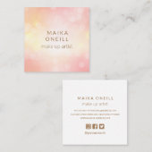 高級赤面ピンク《写真》ぼけ味グリッターソーシャルメディア スクエア名刺 (正面/裏面)