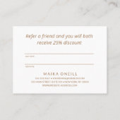 高級赤面ピンク《写真》ぼけ味サロンスパ顧客 紹介カード (裏面)