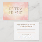 高級赤面ピンク《写真》ぼけ味サロンスパ顧客 紹介カード (正面/裏面)