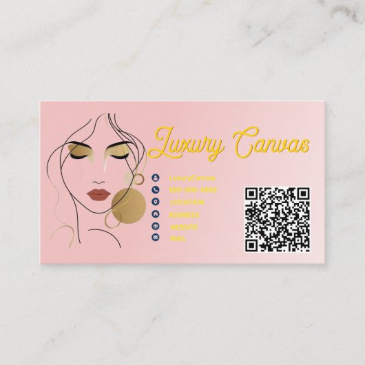 高級赤面ピンクQRコード美しい名刺 名刺 (正面)