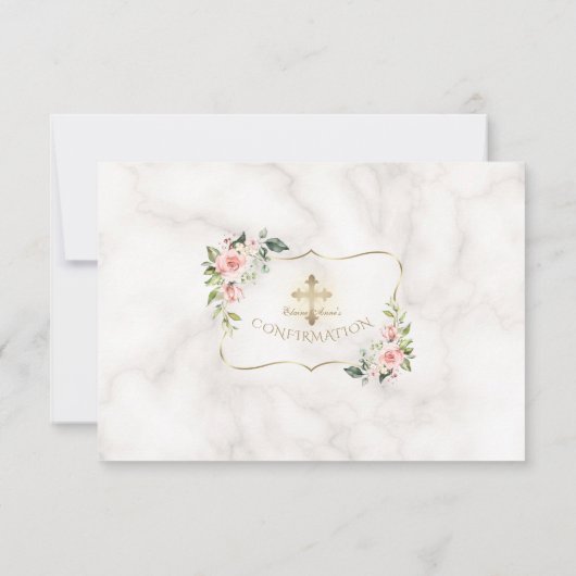 高級赤面フローラ金ゴールドマーブルガール確認 サンキューカード (裏面)