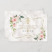 高級赤面フローラ金ゴールドマーブルガール確認 サンキューカード (正面/裏面)