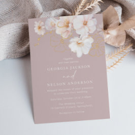 高級赤面ワイルドフラワー結婚ズ金ゴールド 招待状