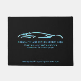 高級車のロゴ – アイスブルースポーツカーの黒 ドアマット