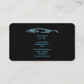 高級車のロゴ – アイスブルースポーツカーの黒 名刺 (裏面)