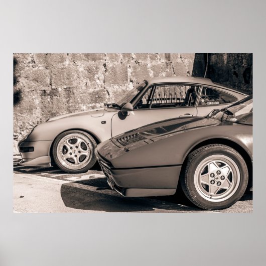 高級車のヴィンテージ写真 ポスター (正面)