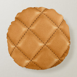 高級車ブラウンレザー、インテリアテクスチャ。 ラウンドクッション