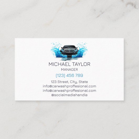 高級車車の洗車の詳細 名刺 (裏面)