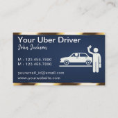 高級輸送車QRコード 青と金 名刺 (正面)