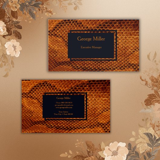 高級野生のヘビ皮 名刺