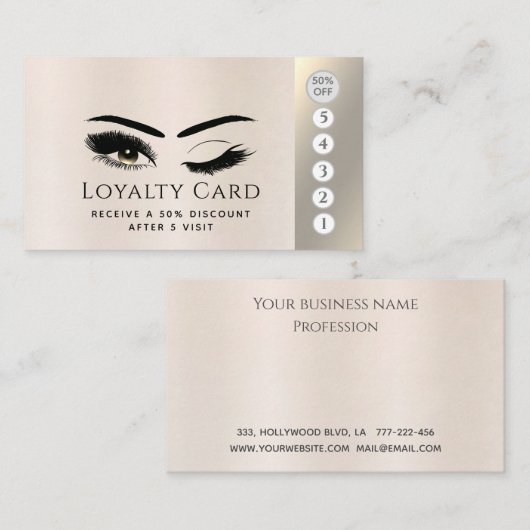 高級金エレガント属の真珠の首飾りメイクアップ ロイヤリティカード (正面/裏面)