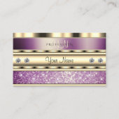 高級金ゴールドきらめくパープルグリッターウィズモノグラム 名刺 (正面)