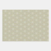 高級金ゴールドとアイボリー パターン(の模様が)ある ラッピングペーパーシート (正面)