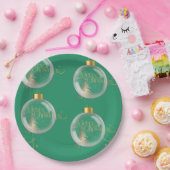 高級金ゴールドとグリーンクリスマス ペーパープレート (パーティー)