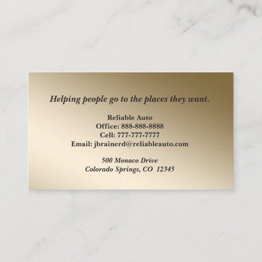 高級金ゴールドとサファイアオート名刺 名刺 (裏面)