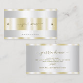 高級金ゴールドとシルバー、かわいい小さなダイヤモンド 名刺 (正面/裏面)