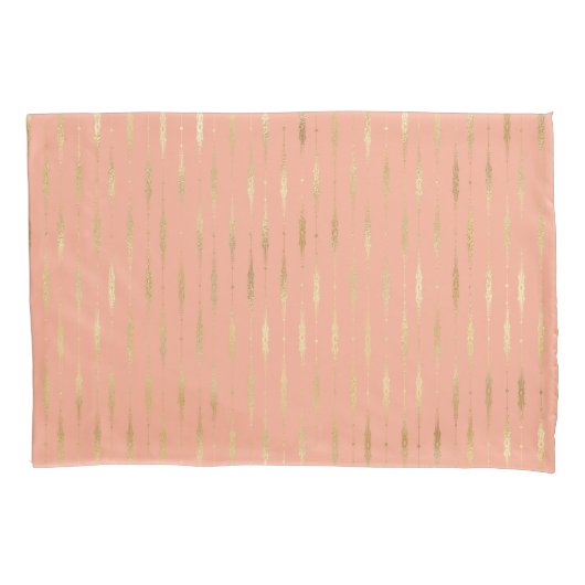 高級金ゴールドとピンクの幾何学的パターン 枕カバー (正面)