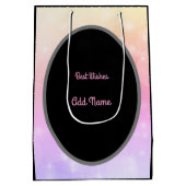 高級金ゴールドとピンクパーソナライズされたの30歳の誕生日 ミディアムペーパーバッグ (裏面)