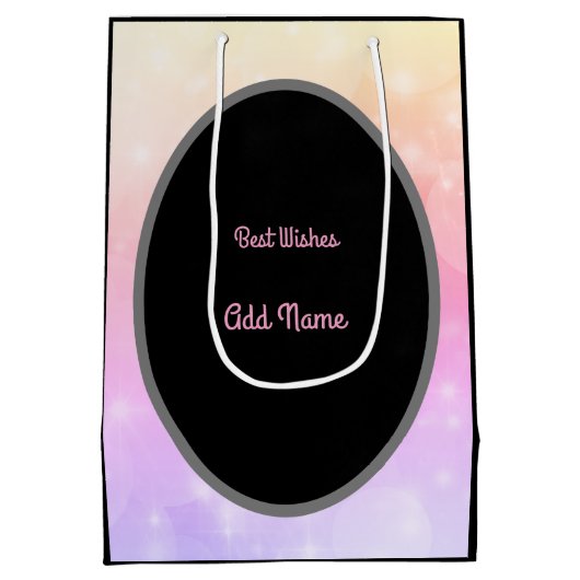 高級金ゴールドとピンクパーソナライズされた21歳の誕生日 ミディアムペーパーバッグ (裏面)