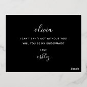 高級金ゴールドとブラックスクリプトBridesmaid提案 箔招待状ポストカード (裏面)