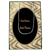 高級金ゴールドとブラックパーソナライズされた105th誕生日 ミディアムペーパーバッグ (裏面)