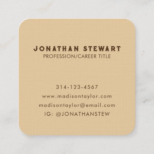 高級金ゴールドとブラックブラッシュストローク抽象芸術 スクエア名刺 (裏面)