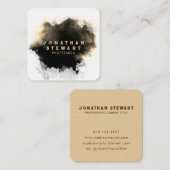 高級金ゴールドとブラックブラッシュストローク抽象芸術 スクエア名刺 (正面/裏面)