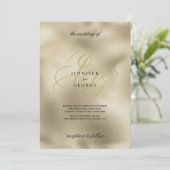 高級金ゴールドとブラックモノグラムイニシャル結婚ズ 招待状 (スタンド正面)