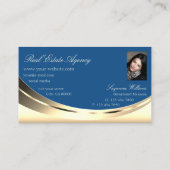 高級金ゴールドとブルーとフォトダイヤきらめくモンド 名刺 (裏面)