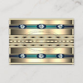 高級金ゴールドとブルーカラーとラインフェイクストーン 名刺 (正面)