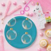 高級金ゴールドとブルークリスマス ペーパープレート (パーティー)