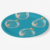 高級金ゴールドとブルークリスマス ペーパープレート (アングル)