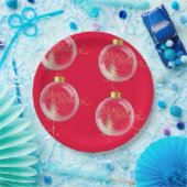 高級金ゴールドとレッドクリスマス ペーパープレート (パーティー)