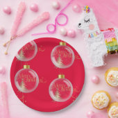 高級金ゴールドとレッドクリスマス ペーパープレート (パーティー)