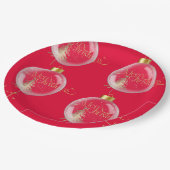 高級金ゴールドとレッドクリスマス ペーパープレート (アングル)