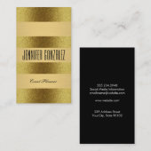 高級金ゴールドと金ゴールドメタリックブラシストライプの 名刺 (正面/裏面)