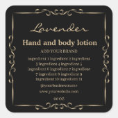 高級金ゴールドと黒い成分製品ラベル スクエアシール (正面)