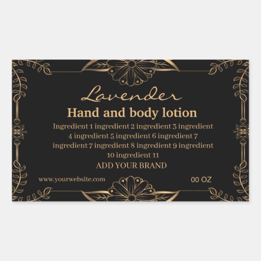 高級金ゴールドと黒い成分 長方形シール (正面)