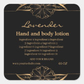 高級金ゴールドと黒い材料の長方形 スクエアシール (正面)