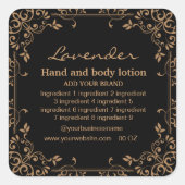 高級金ゴールドと黒い材料の長方形squ スクエアシール (正面)