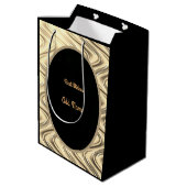 高級金ゴールドと黒パーソナライズされたの30歳の誕生日 ミディアムペーパーバッグ (裏面アングル)