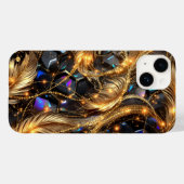 高級金ゴールドの羽と宝石のスパークルパターン Case-Mate iPhoneケース (裏面 (横))
