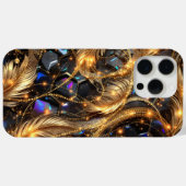 高級金ゴールドの羽と宝石のスパークルパターン Case-Mate iPhoneケース (裏面 (横))