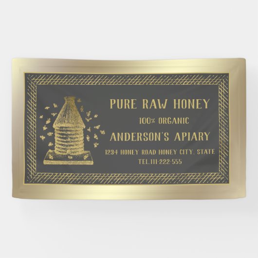 高級金ゴールドアピールクラウンビーハイブ 横断幕 (横)