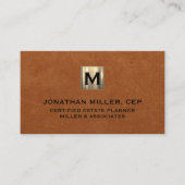 高級金ゴールドイニシャルロゴセーブルレザー 名刺 (正面)