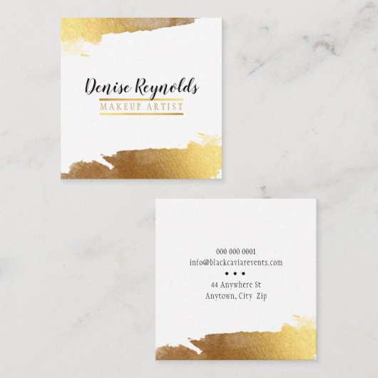 高級金ゴールドエッジスタイリッシュモダンボスシック スクエア名刺 (正面/裏面)