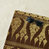 高級金ゴールドエレガントとブラウンエジプトダマスク ビーチタオル (インサイチュ)