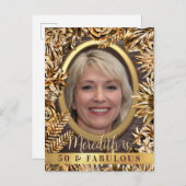 高級金ゴールドカスタムフローラ写真50と素晴らしい インビテーションポストカード (正面/裏面)