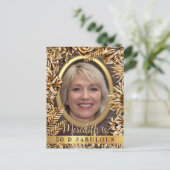 高級金ゴールドカスタムフローラ写真50と素晴らしい インビテーションポストカード (スタンド正面)