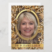 高級金ゴールドカスタムフローラ写真50と素晴らしい 招待状 (正面/裏面)